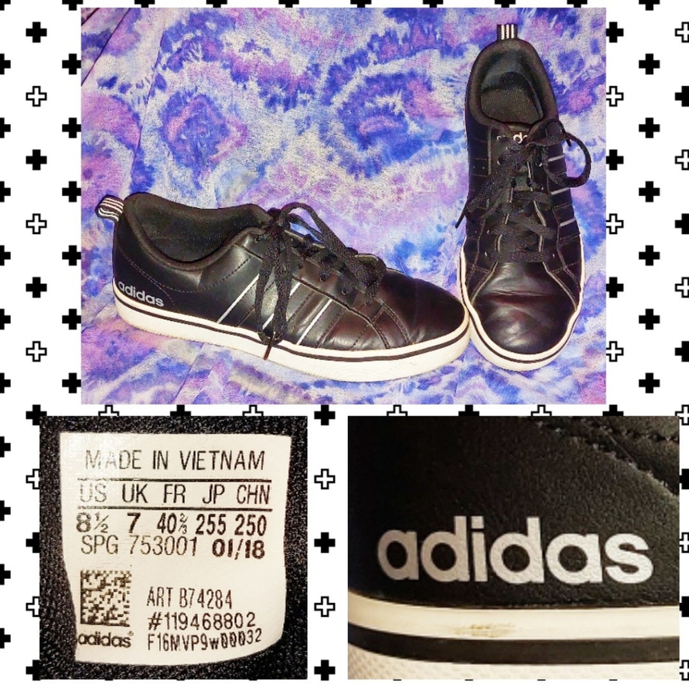 Adidas Men's Black/White Low Top Sneakers 8.5M US|7 UK|40 2/3 FR|255JP|250 CHN